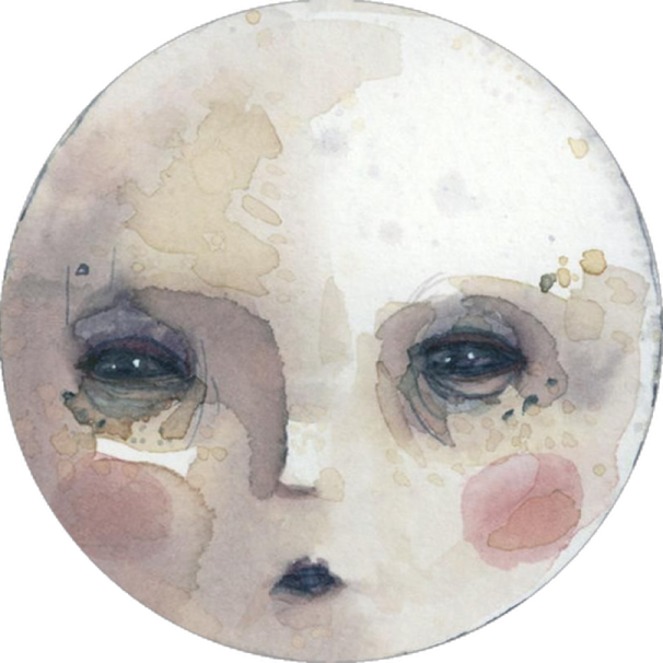 a watercolor painting of a child's face