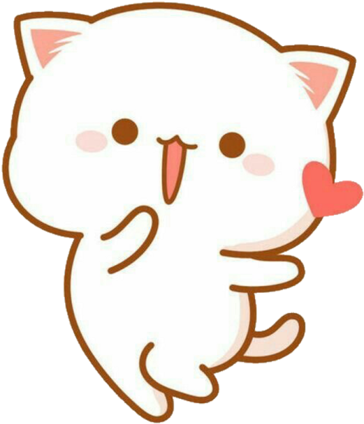 a white cat with a heart in its mouth