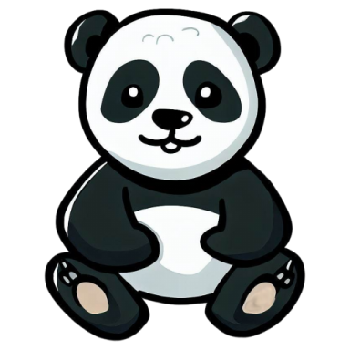 a black and white panda bear sitting on the ground