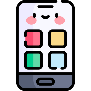a phone with different colored squares on the screen