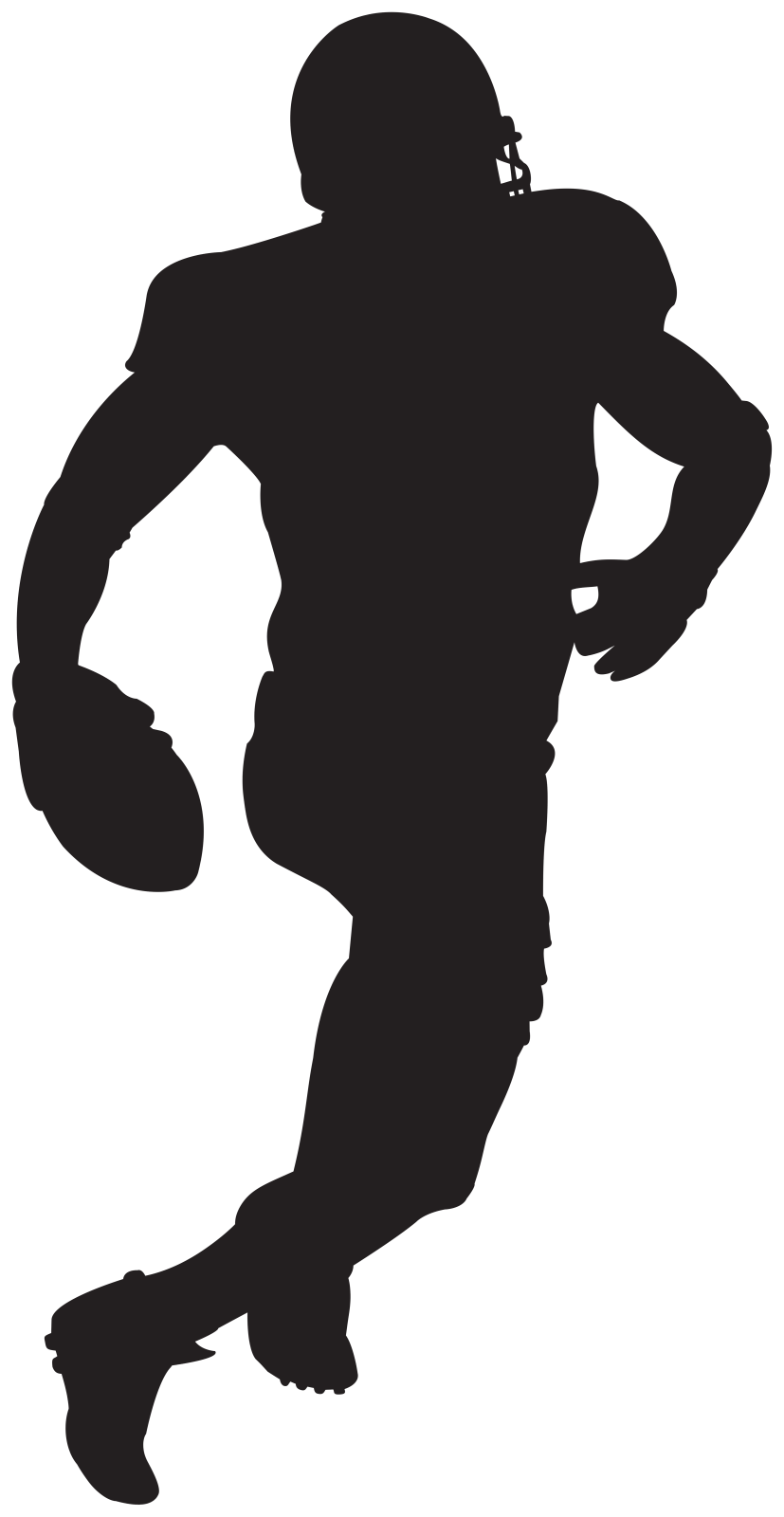 a silhouette of a football player running