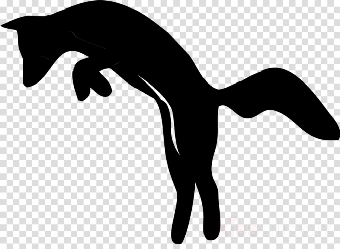 a black and white silhouette of a jumping fox