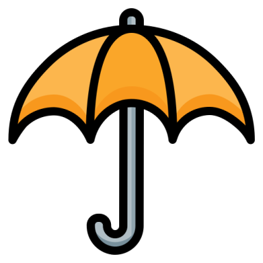 an orange umbrella on a white background