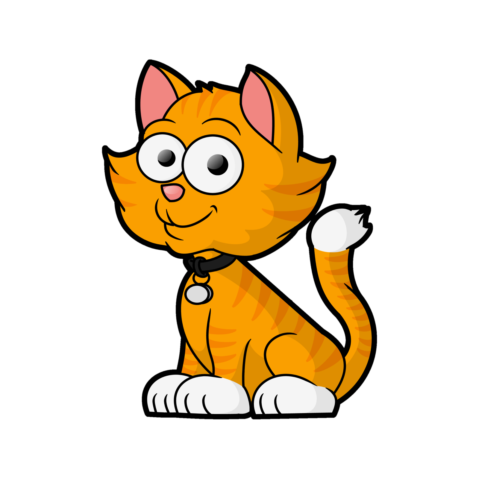 a cartoon cat sitting on the ground