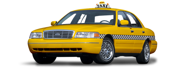 a yellow taxi cab on a white background