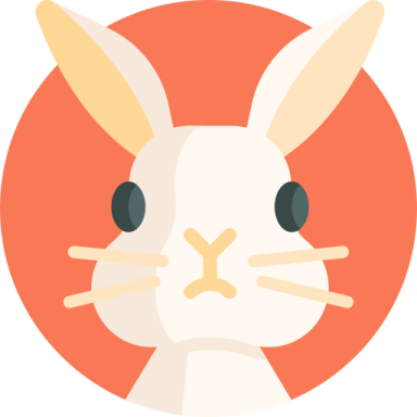 a white rabbit in a red circle