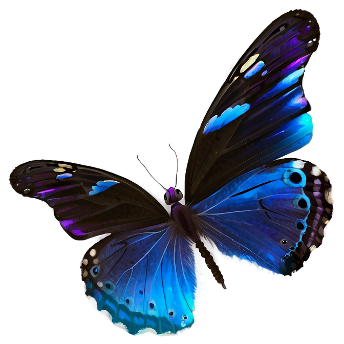 a blue butterfly on a white background
