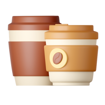 two coffee cups on a white background