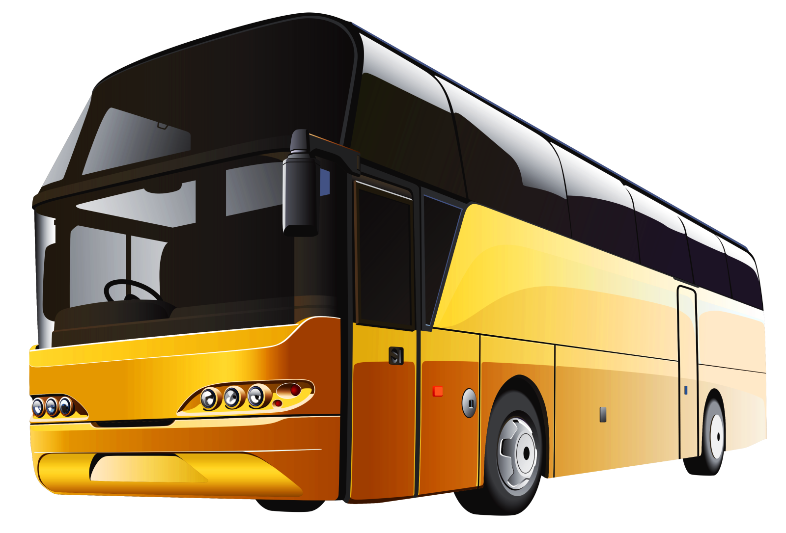 a yellow bus on a white background
