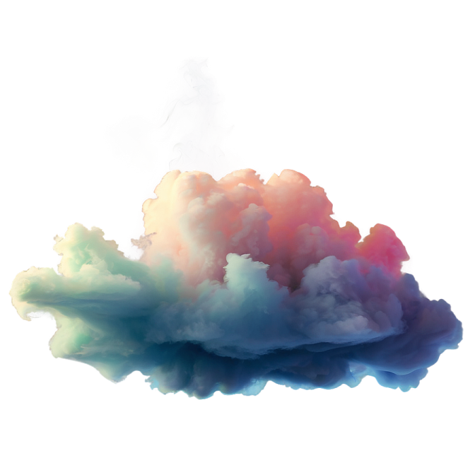 colorful smoke cloud isolated on white background