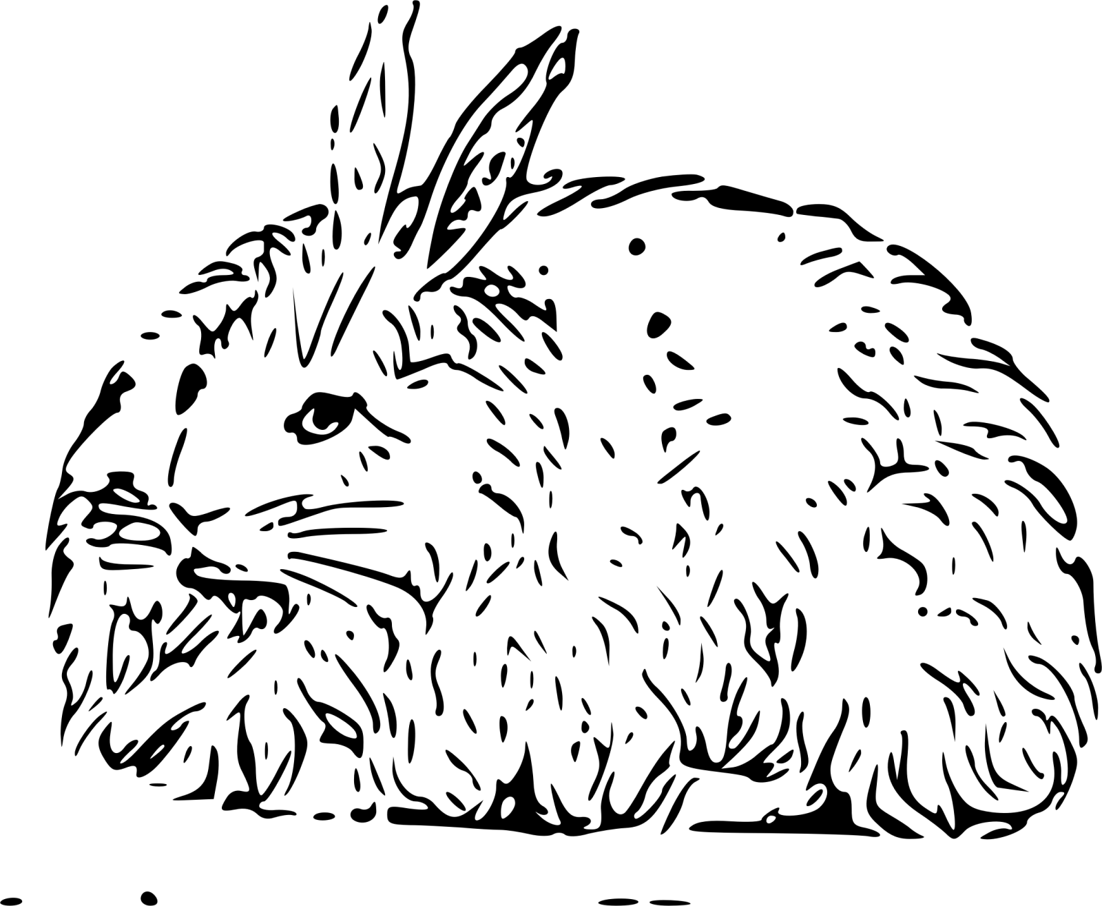 a black and white drawing of a rabbit