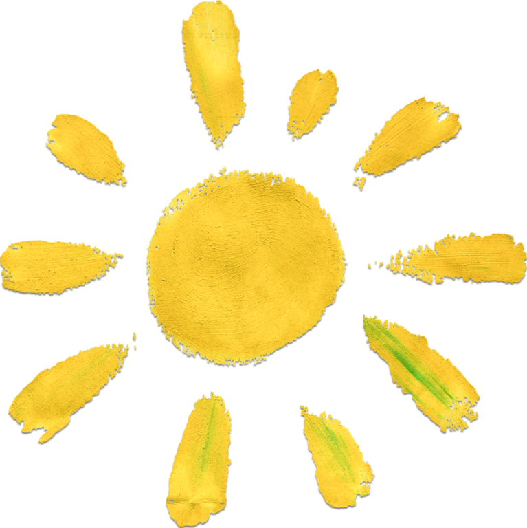 a sun made out of yellow paint