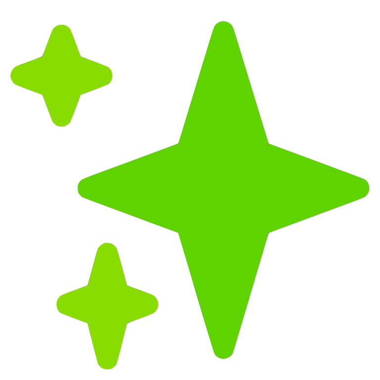 a green star and two smaller stars