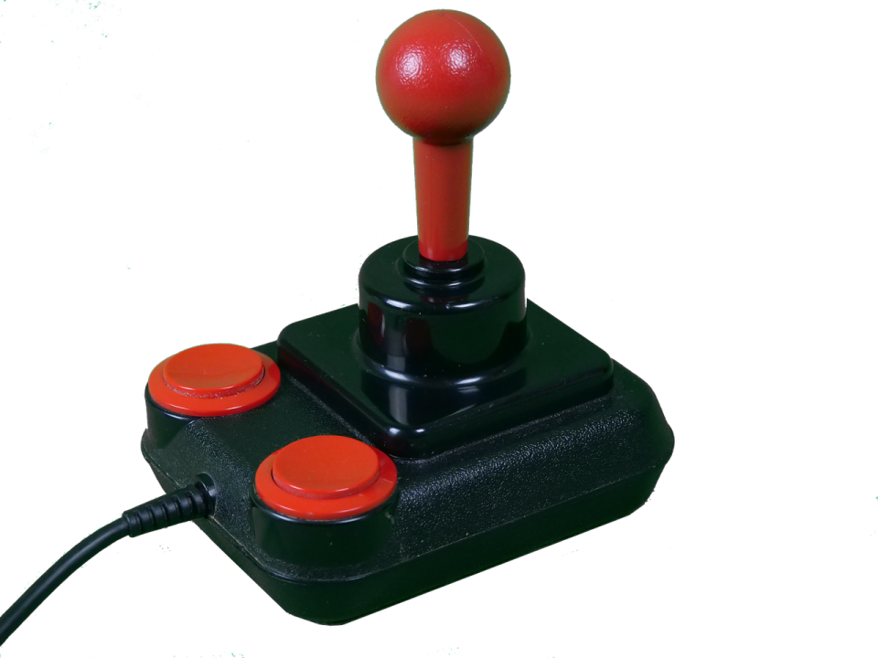 a red and black game controller
