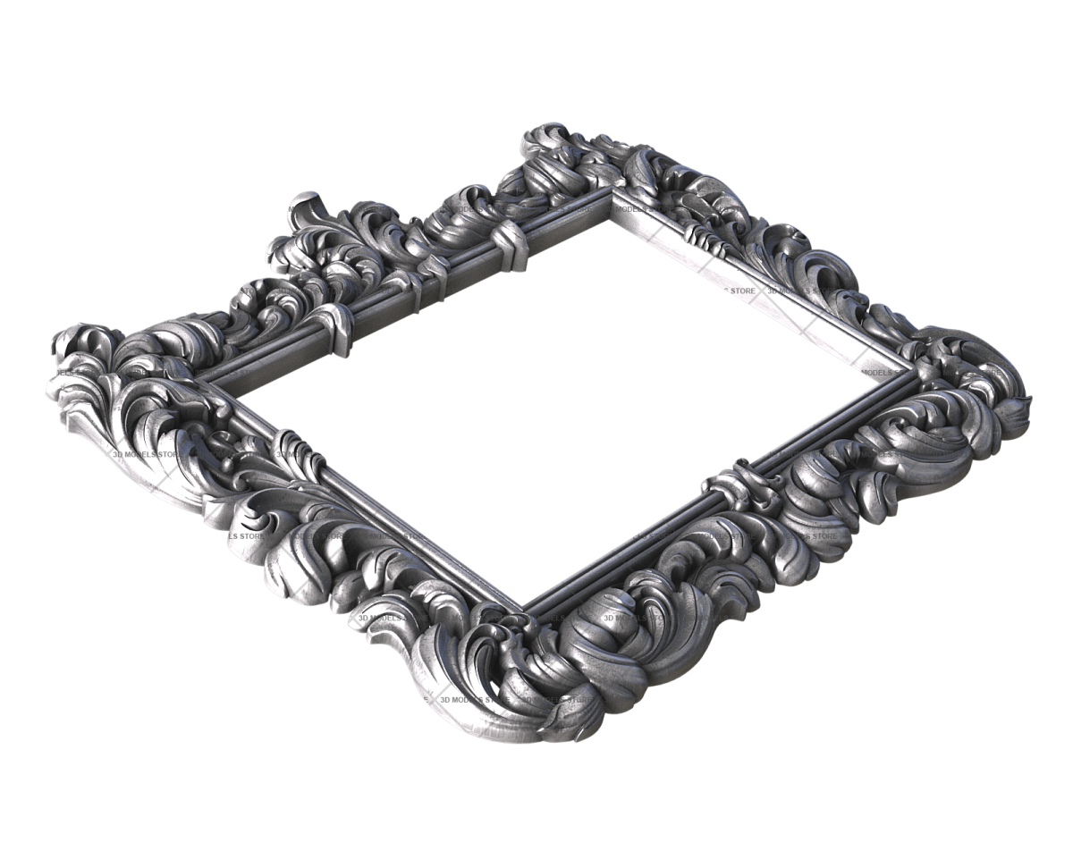 an ornate frame with a white background