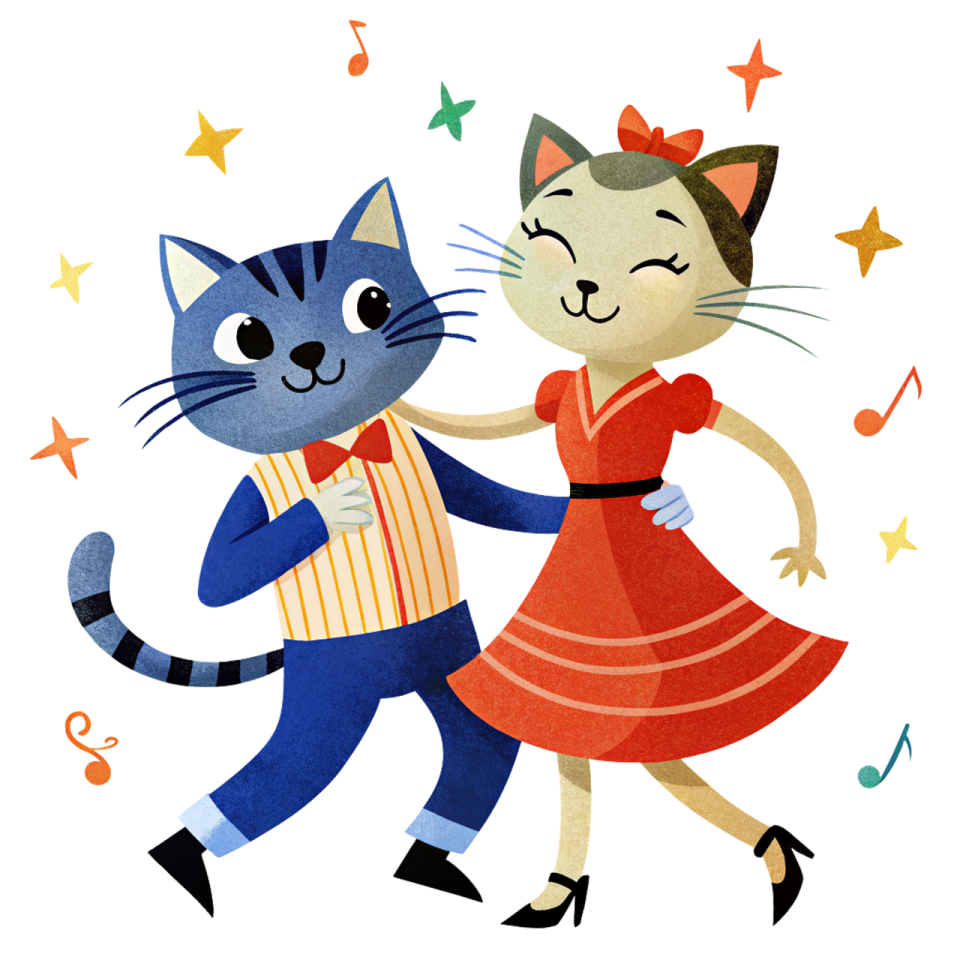 a couple of cats dancing together