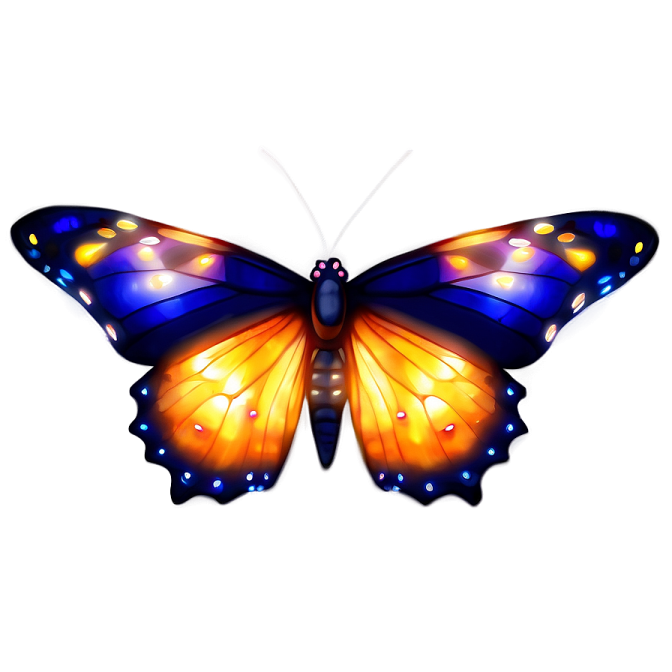 a butterfly with colorful lights on its wings