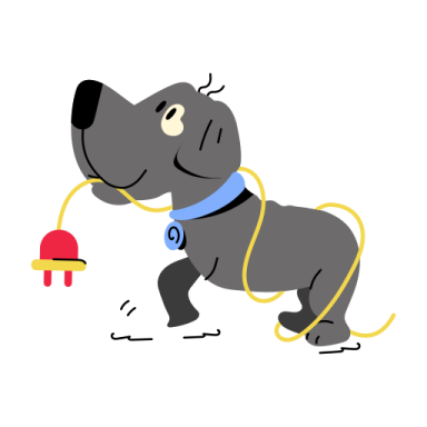 a cartoon dog playing with a toy