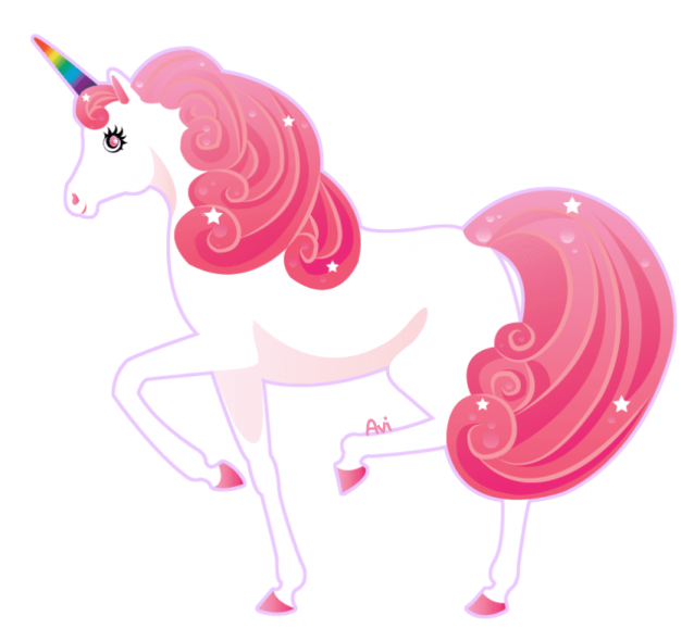 a pink unicorn with a star on its head