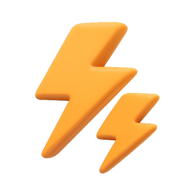an orange lightning symbol on a white background