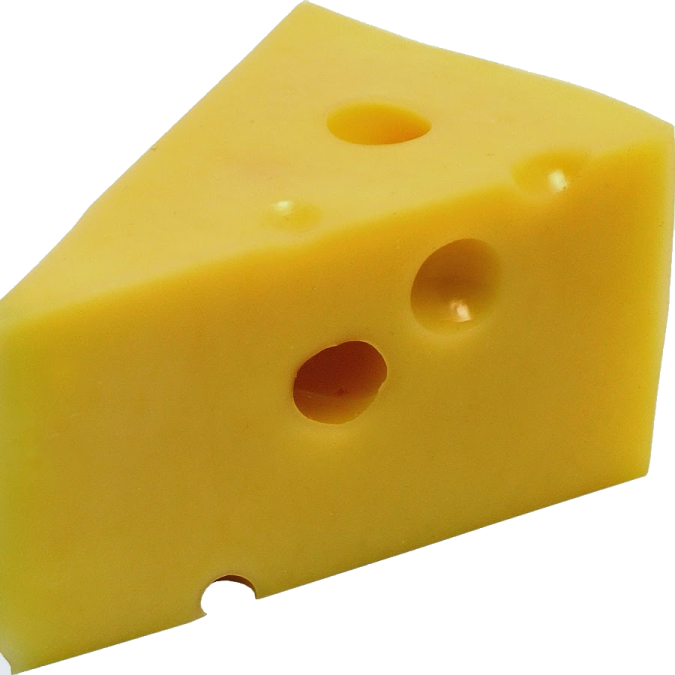 a piece of cheese on a white background