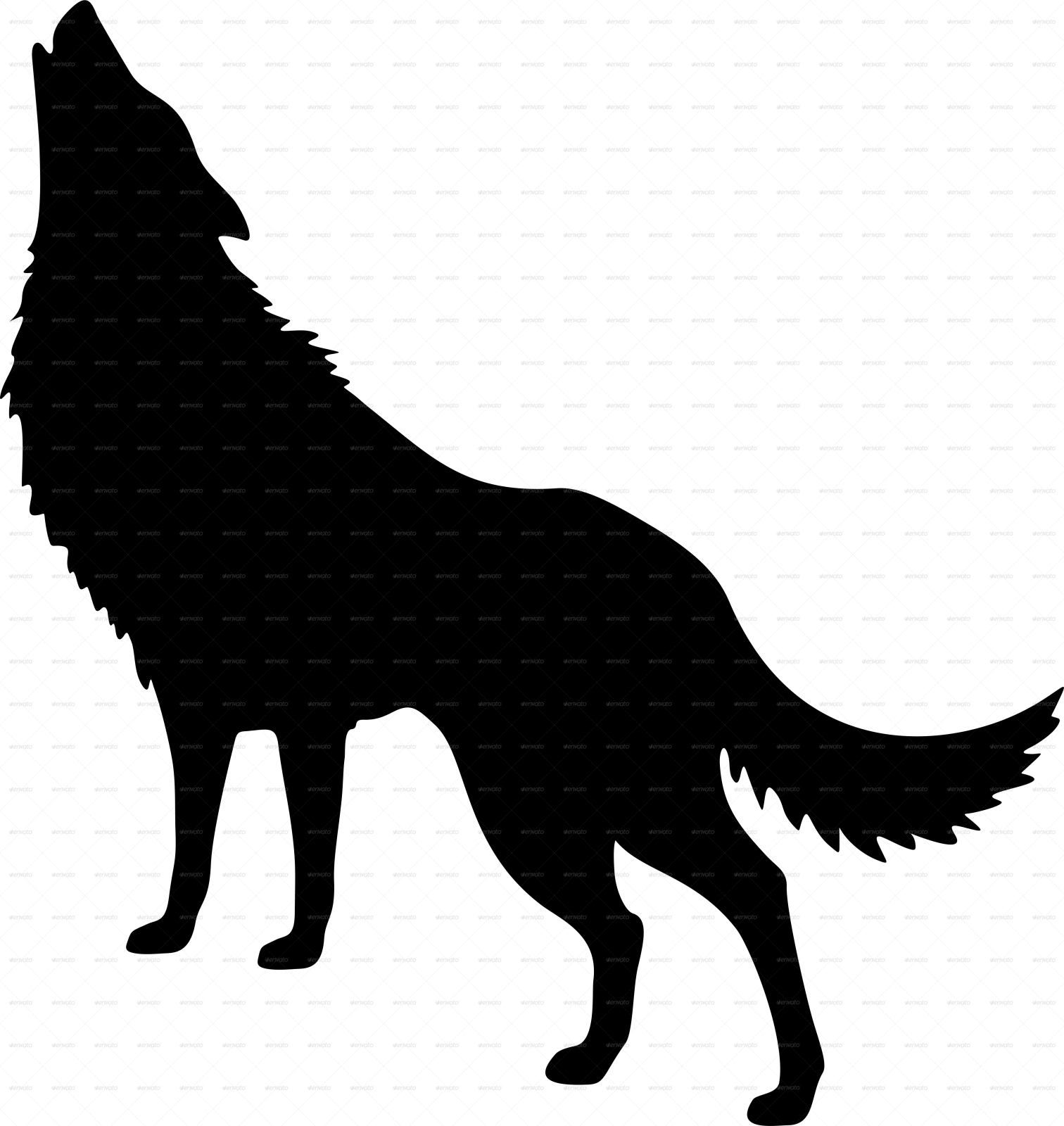 a wolf silhouetted on a white background