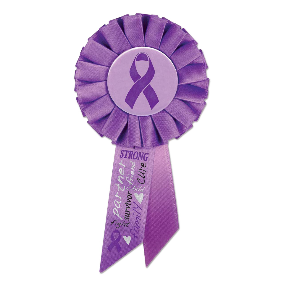 a purple ribbon with the words strong and strong on it