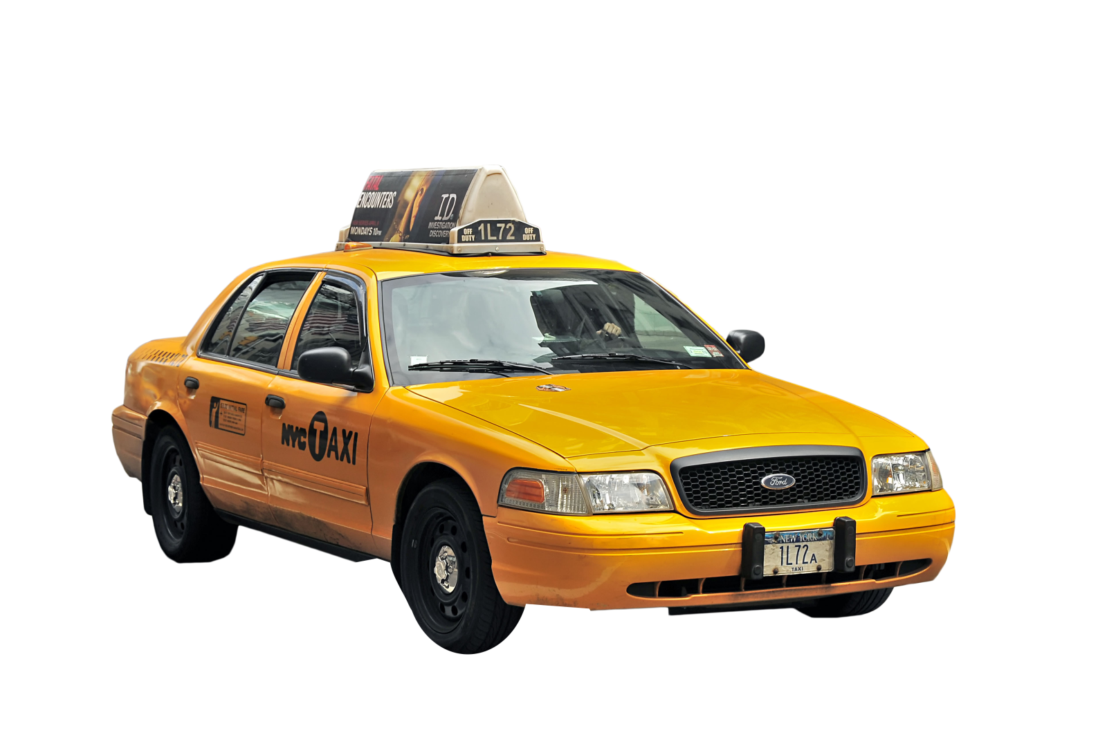 a yellow taxi cab is parked on a white background