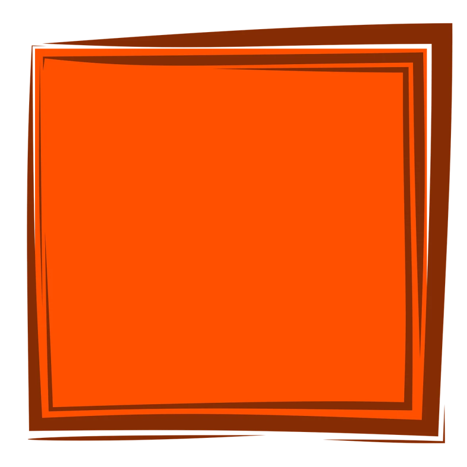 an orange square frame on a white background