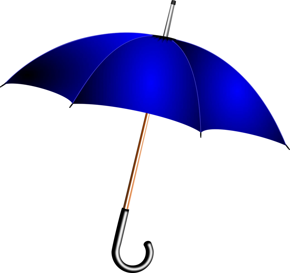a blue umbrella on a white background