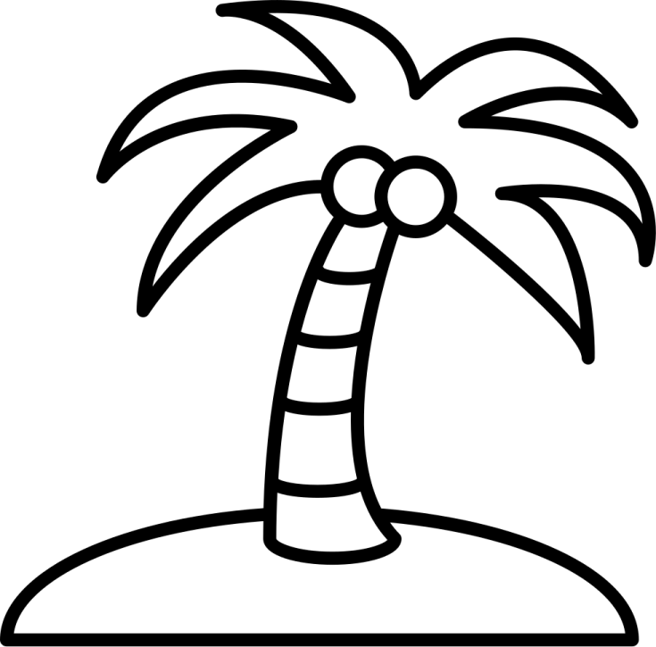 a black and white drawing of a palm tree