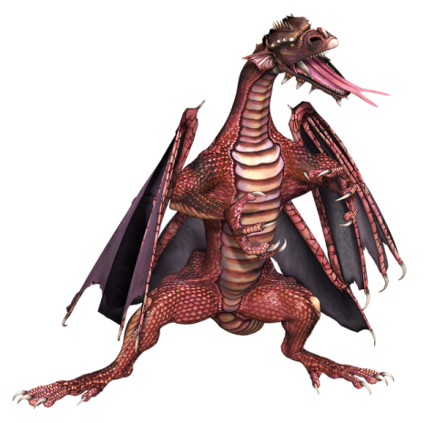 a red dragon with its wings spread out
