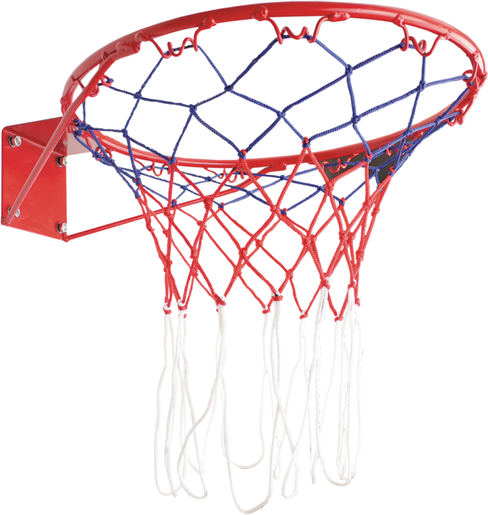 a red and blue basketball hoop