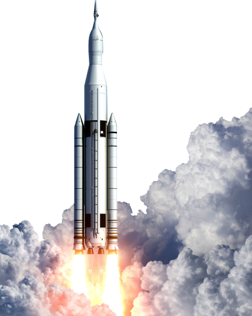 an image of a rocket taking off into the sky