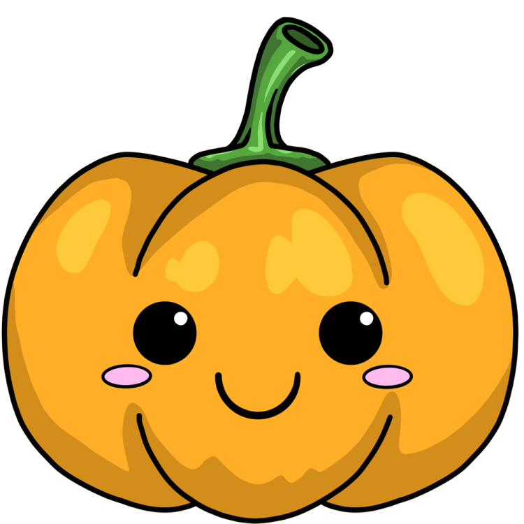a cartoon pumpkin with a smiley face