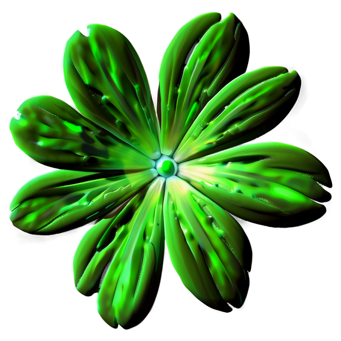 a green flower on a white background