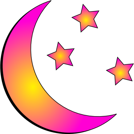 a crescent with stars on it