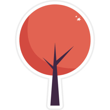 a red tree with a star on it