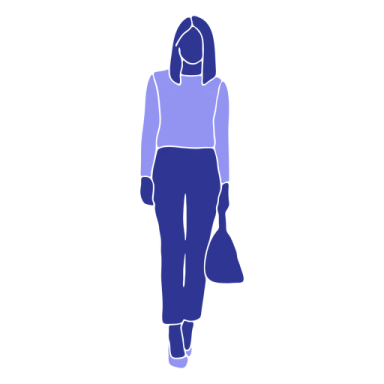 a woman walking down the street with a handbag
