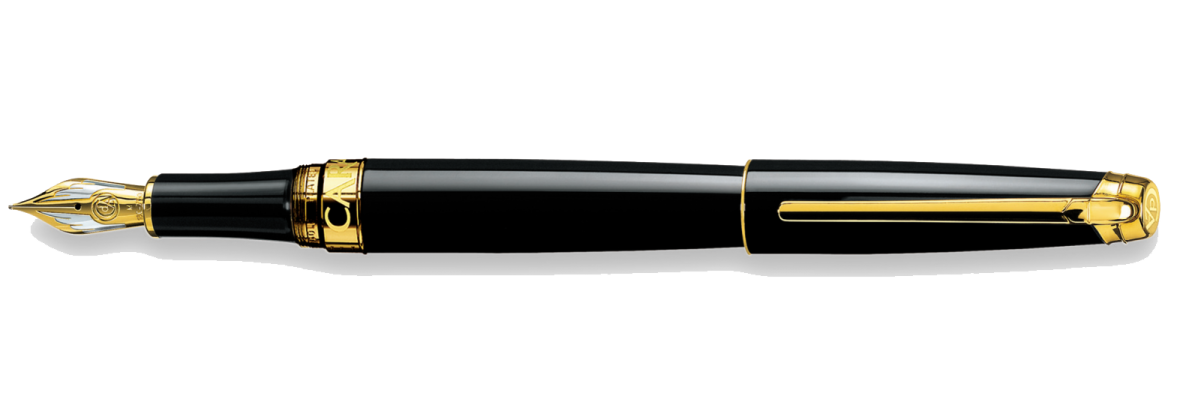 a black and gold fountain pen