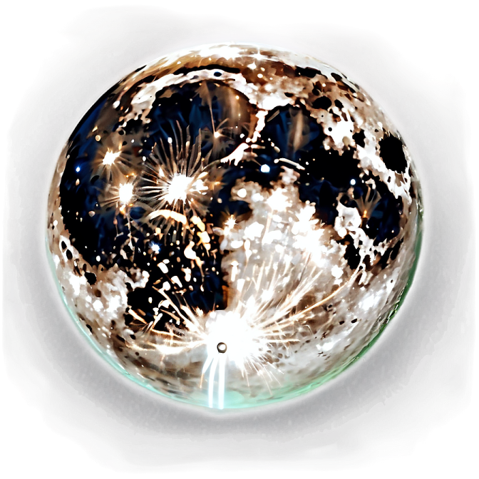 a glass ball with fireworks on it