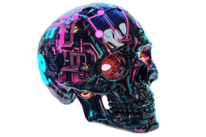 an image of a skull made out of electronic components