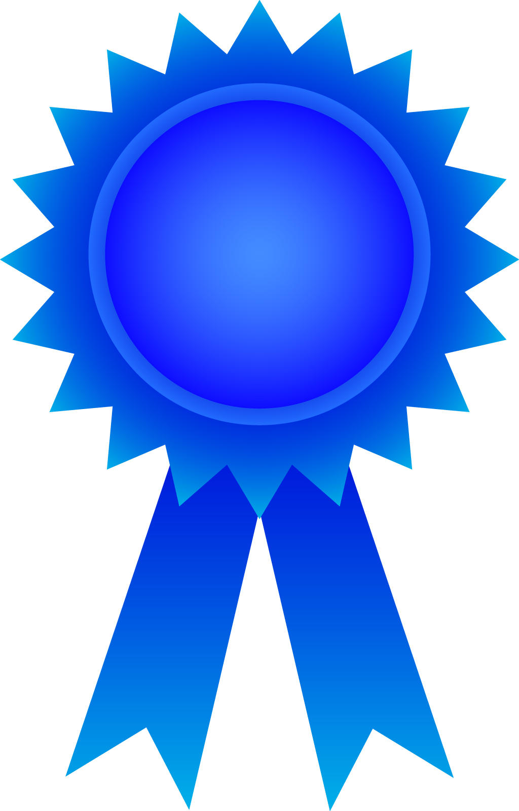 a blue ribbon with a star on it