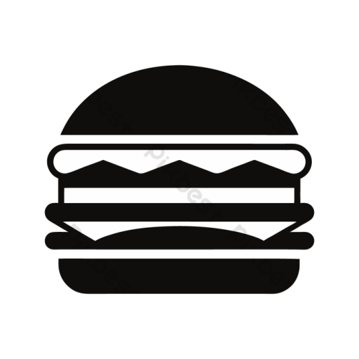 a black and white silhouette of a hamburger