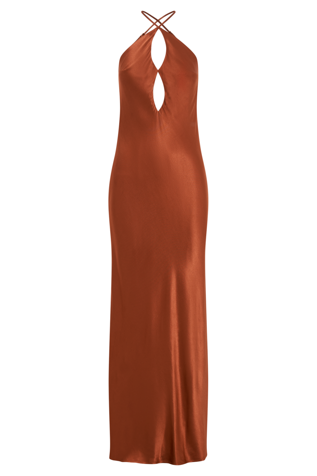 a woman is wearing an orange dress