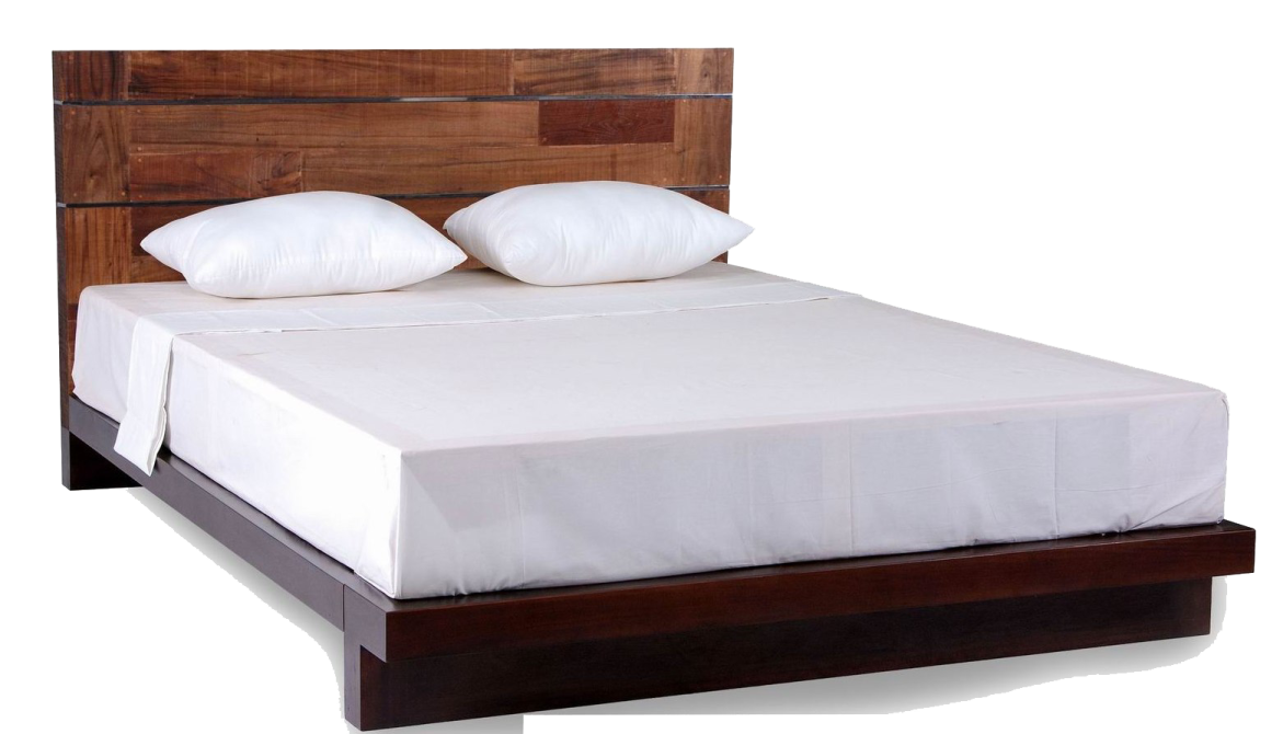 a bed with two pillows on it