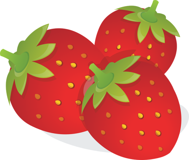 two red strawberries clipart