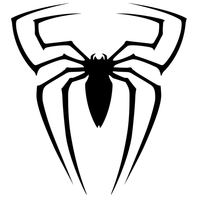 a black and white spider logo