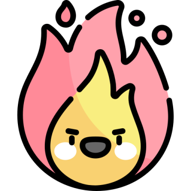 a cartoon fire with pink and yellow flames