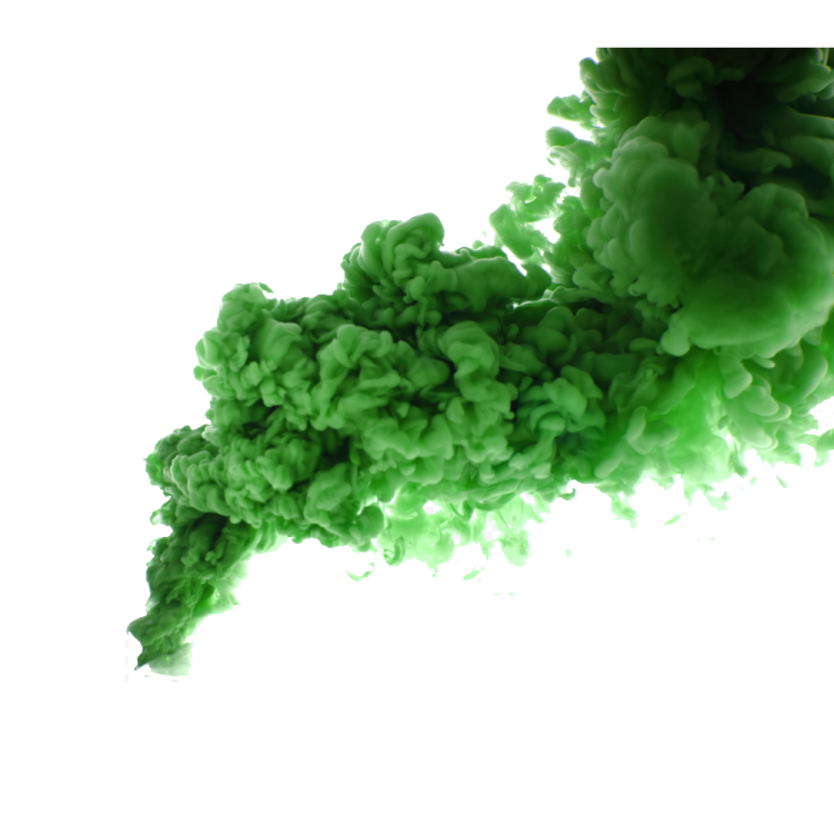 green smoke on a white background